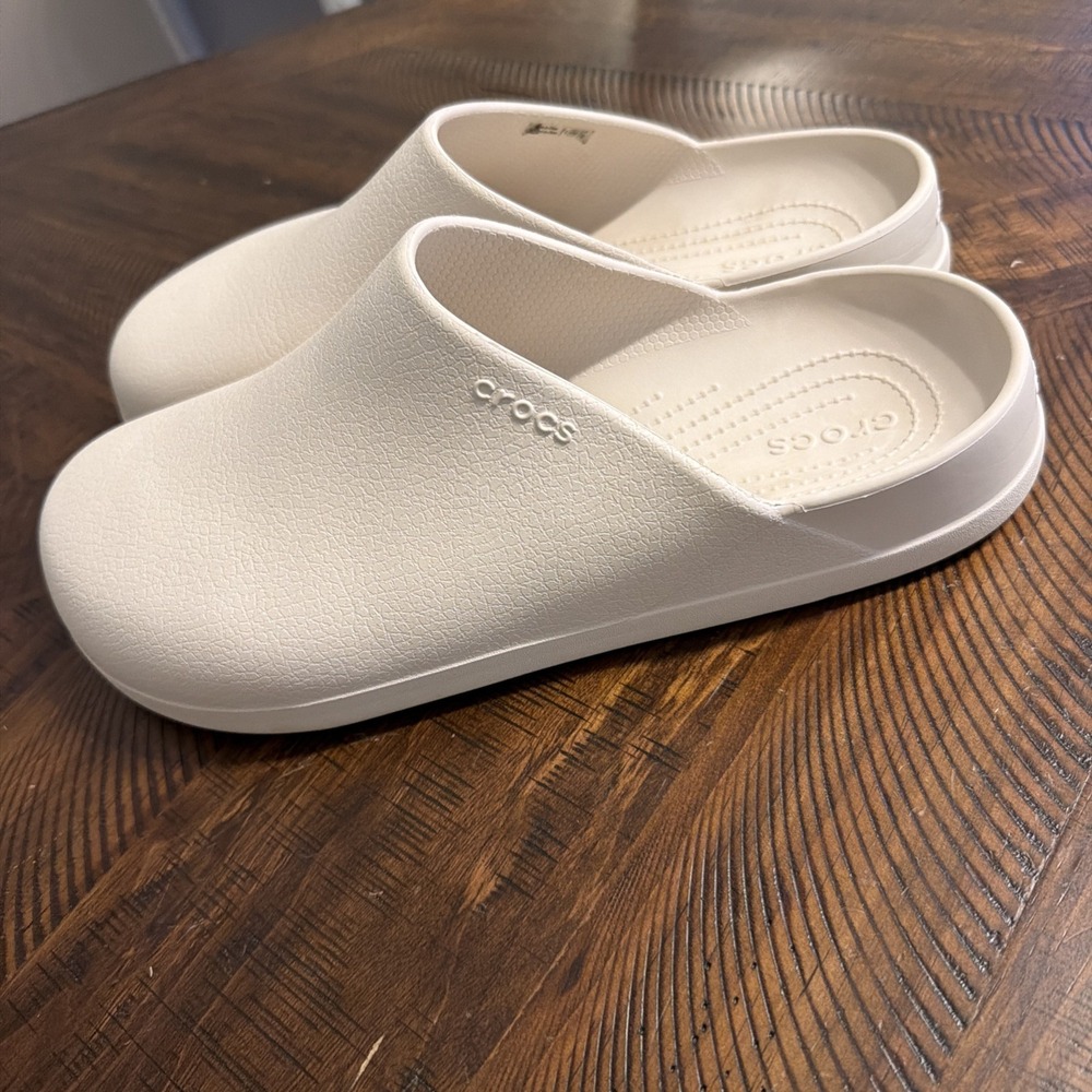 CROCS Dylan Clogs Slip On Slides Size Men's 12 Stucco Shoes Ivory